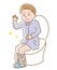 Young man with regular bowel movement sitting on toilet seat.  Health care concept