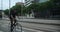 Young man rides commuter bicycle in the city