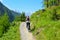 Young man riding bicycle in beautiful hilly landscape of Swiss Alps close to famous Zermatt. Outdoor sport. Bike, biker. Alpine