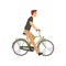Young Man Riding Bike, Male Cyclist Character on Bicycle Vector Illustration