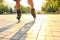 Young man roller  outdoors on sunny day, closeup. Recreational activity