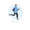 Young man running in winter cold season. Handdrawn vector illustration