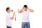 Young man shouting into a megaphone