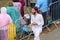 Young man, similar looking as Jesus Christ, during Holy Mass in Aglona, Latvia.