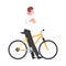 Young Man Sitting on Bike with Folded Hands, Side View Male Cyclist Character on Bicycle, Active Healthy Lifestyle