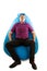 Young man sitting on blue beanbag