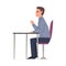 Young Man Sitting at Desk at Headhunting Agency, Recruitment and Employment Process Concept Vector Illustration