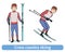 A young man with ski. Skier standing and running. Cross country skiing, winter sport, active recreation. Vector