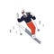Young man skiing downhill. Scandinavian lifestyle concept