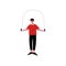 Young Man Skipping with Jump Rope, Male Athlete Character in Sportswear, Physical Workout Training, Active Healthy