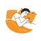 Young man sleeping with orange pillow