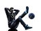 Young man soccer freestyler player silhouette