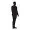 Young man standing in jacket, vector silhouette