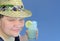 Young Man in a Straw Fedora Holding a Glass of Lemonade