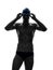 Young man swimmer swimming silhouette