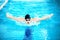 Young man in swimming pool