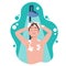 Young man taking shower in bathroom. Washes head, hair and body with shampoo and soap. Flat cartoon vector illustration
