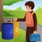 Young Man Throwing Trash Into Garbage Can Illustration