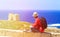 Young man travel looking at scenic view