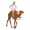 Young man traveler riding camel vector isolated illustration