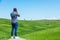 Young man traveling through Tuscany