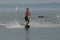 Young Man Wakeboarding in Casco Bay in Maine