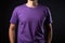 Young man wearing blank purple t-shirt, mockup for design Ai generative