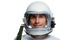 Young man wearing vintage space helmet