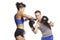 Young man and woman boxing sparring