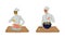 Young Man and Woman Cooking in the Kitchen Dressing Salad in Bowl and Chicken Vector Set