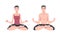 Young Man and Woman Cross-legged Sitting in Padmasana or Lotus Position Practicing Mediation Vector Set
