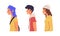 Young Man and Woman of Different Subculture in Hoodie and Cap Side View Vector Set