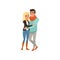 Young man and woman dressed in casual clothing standing together and embracing, couple in love vector Illustration