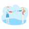 Young man and woman having a water fight