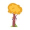 Young Man and Woman Hiding and Peeking Behind Yellow Tree Vector Illustration