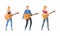 Young Man and Woman Musician Guitarist Character Playing Guitar Performing Street Concert Vector Set