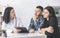 Young man and woman reading doctor`s prescriptions for infertility cure