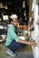 Young man working in bookstore