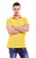 Young man in a yellow polo shirt