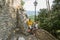 A young married couple of pilgrims in an ancient temple in Greccio where St. Francis of Assisi held the first nativity scene