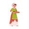 Young Medieval Female Peasant Carrying Bread Vector Illustration