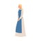 Young Medieval Female Peasant Wearing Long Dress with Apron Vector Illustration