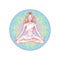 Young meditating yogi woman in lotus pose on mandala background. Vector illustration