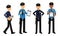 Young Men as Police Officers with Truncheon and Pistol on Duty Vector Illustration Set