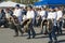 Young men carry traditional cow bells, Affoltern im Emmental, Switzerland.