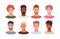 Young men, face avatars set. Head portraits of diverse male characters. Handsome attractive guys, user profiles of