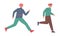 Young men running hurrying up at work cartoon vector illustration