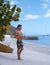 young men in swimshort on vacation Saint Lucia, luxury holiday Saint Lucia Caribbean Sugar beach