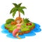 Young mermaid in the island