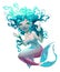 Young mermaid with white background